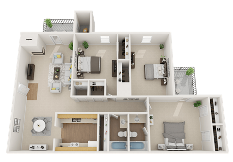 The Village Apartments 3 Bedroom 2 Bathroom 1150 Square Feet Floor Plan